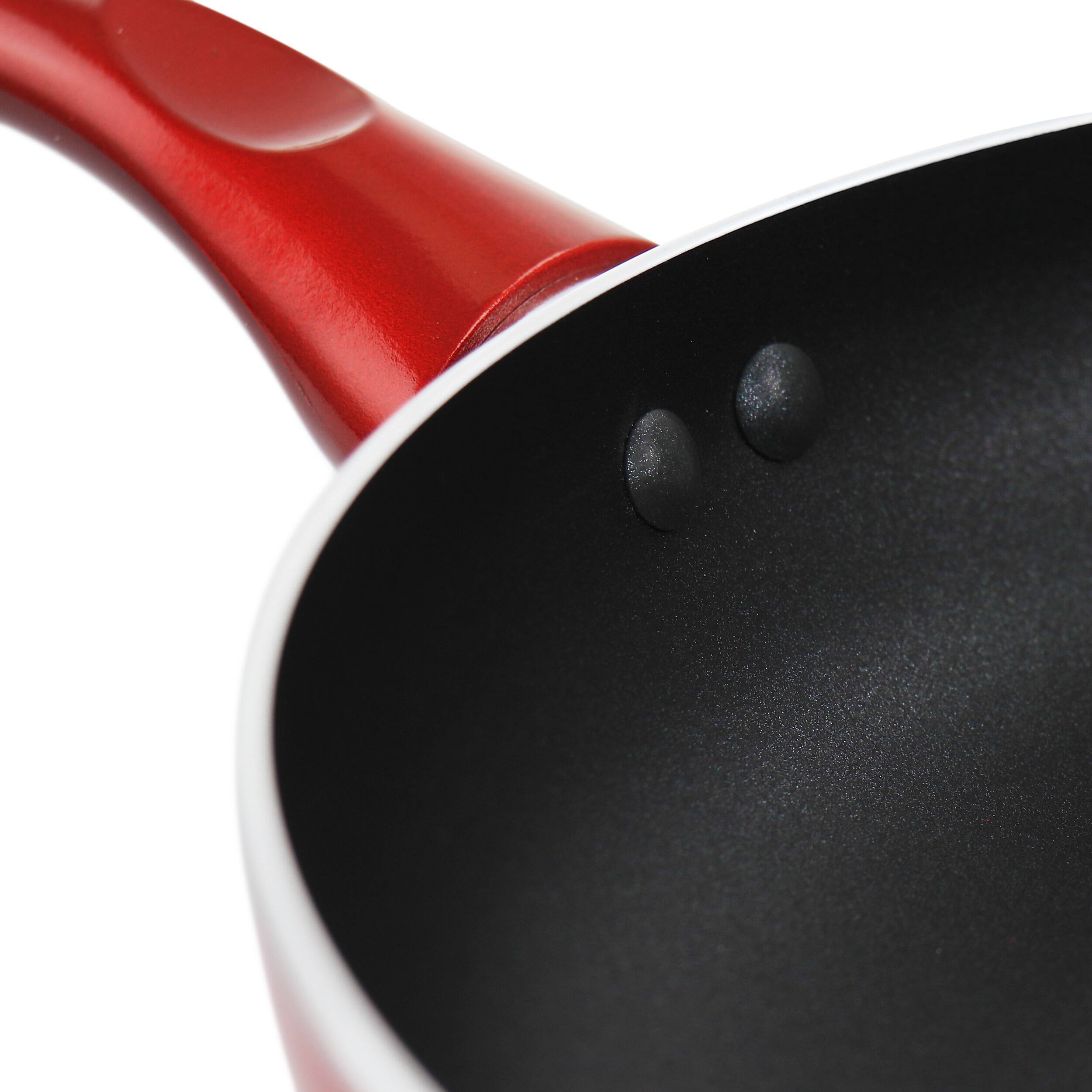 Alt View 3. Better Chef - Better Chef 12in Silver Metallic Non Stick Gourmet Fry Pan in Red - Red.