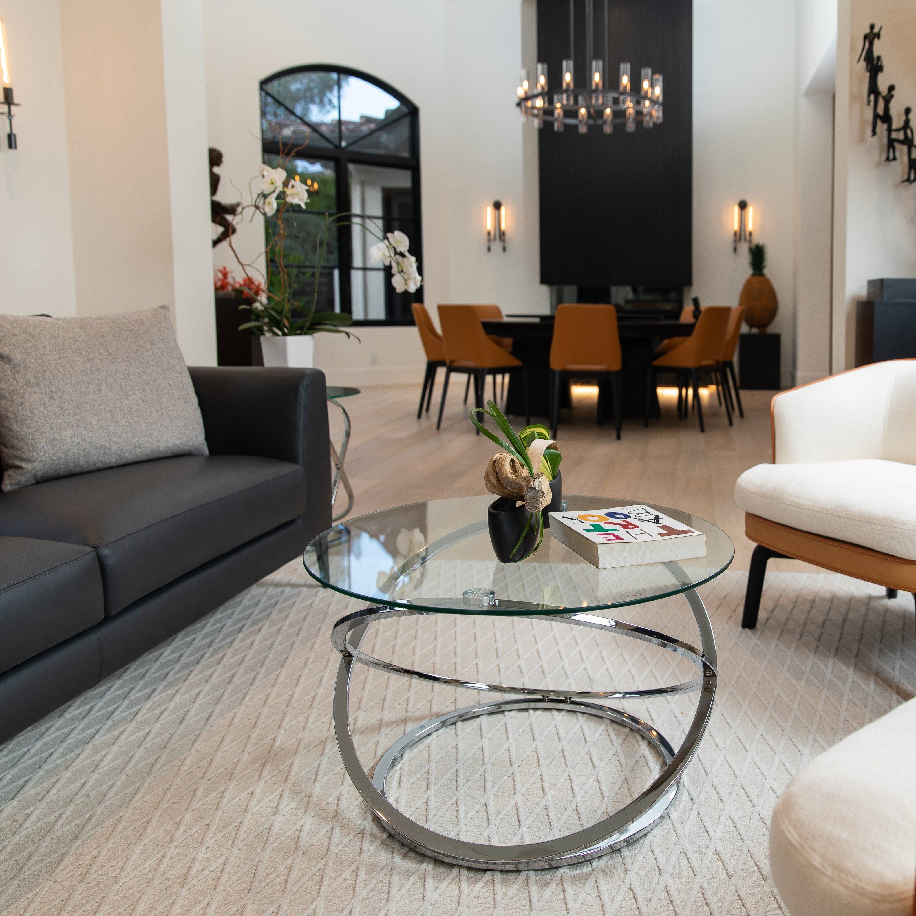 Alt View 2. Danya B - Galaxy Chrome and Tempered Glass Round Coffee Table - Chrome.