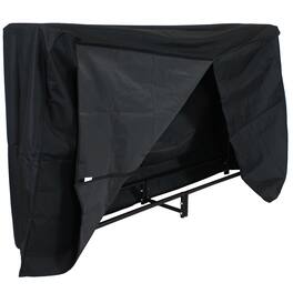 Sunnydaze - 6 ft Powder-Coated Steel Firewood Log Rack with Cover - Black