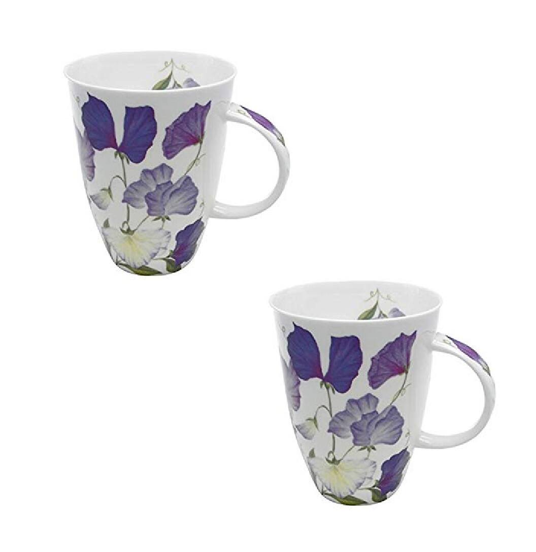 Alt View 1. Jiallo - Roy Kirkham LOUISE MUG - SWEET PEA, Set of 6, Bone China Ceramic, Made in England - Mutli color.