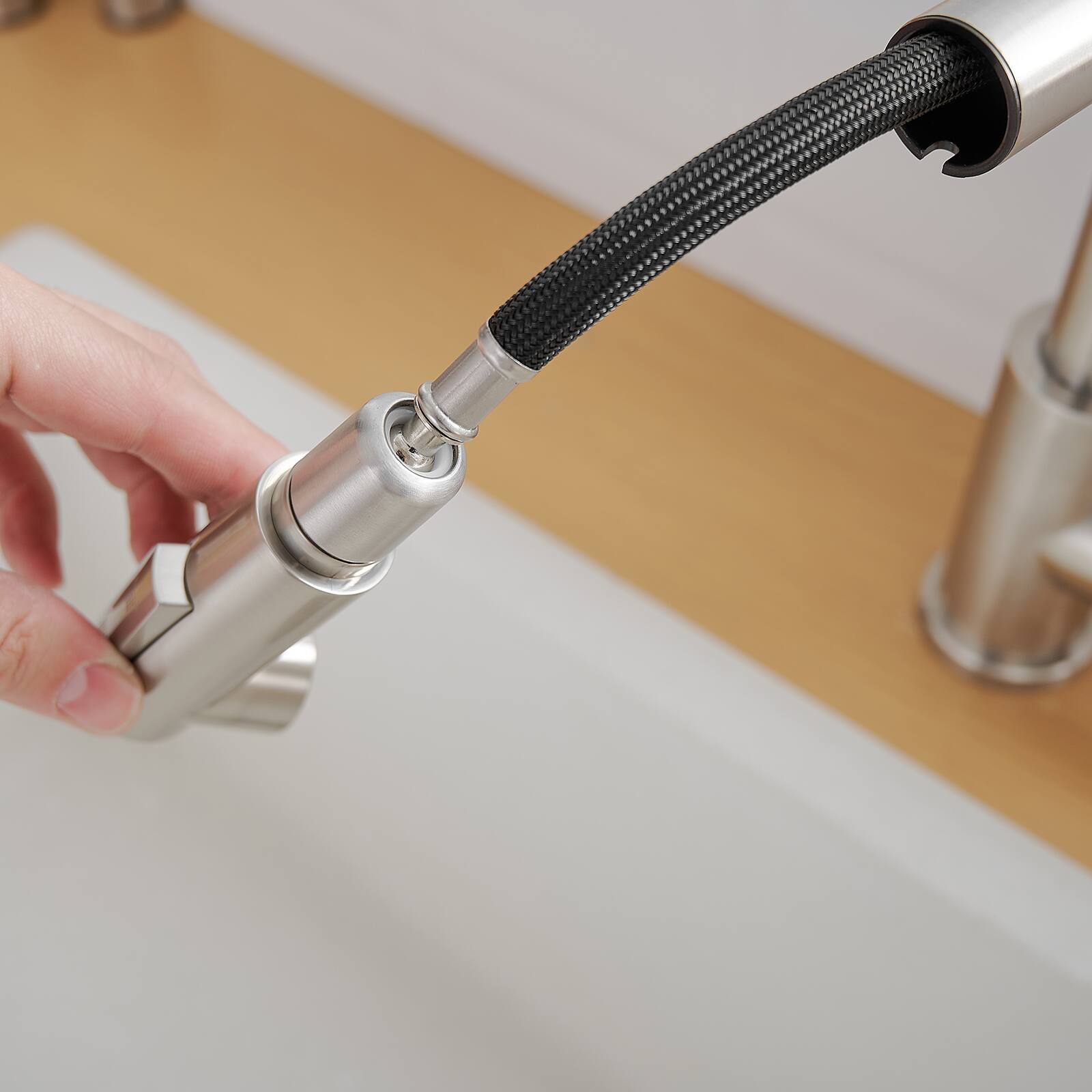 Alt View 1. APRILSOUL - Sink Faucet Brushed Nickel Kitchen Faucets with Pull Down Sprayer Bathroom Sink Faucets Mini Bar Prep Faucet - Brushed Nickel.