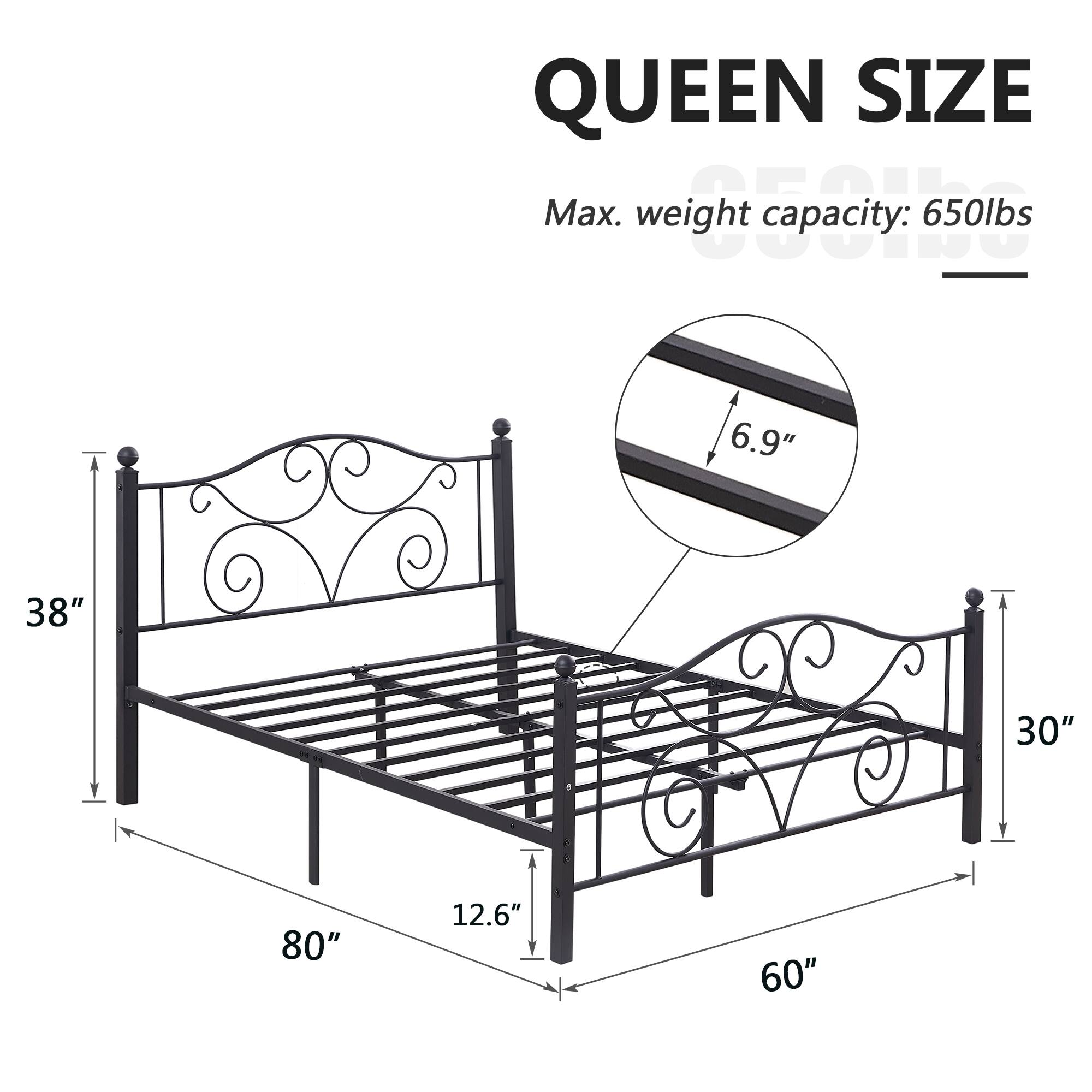 QUEEN SIZE
Max. weight capacity: 650lbs
6.9"
38"
30"
80"
12.6"
60"