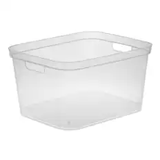 Front. Sterilite - Sterilite 8.25x12.25x15 In Storage Bin w/ Carry Through Handles, Clear (12 Pack) - Clear.