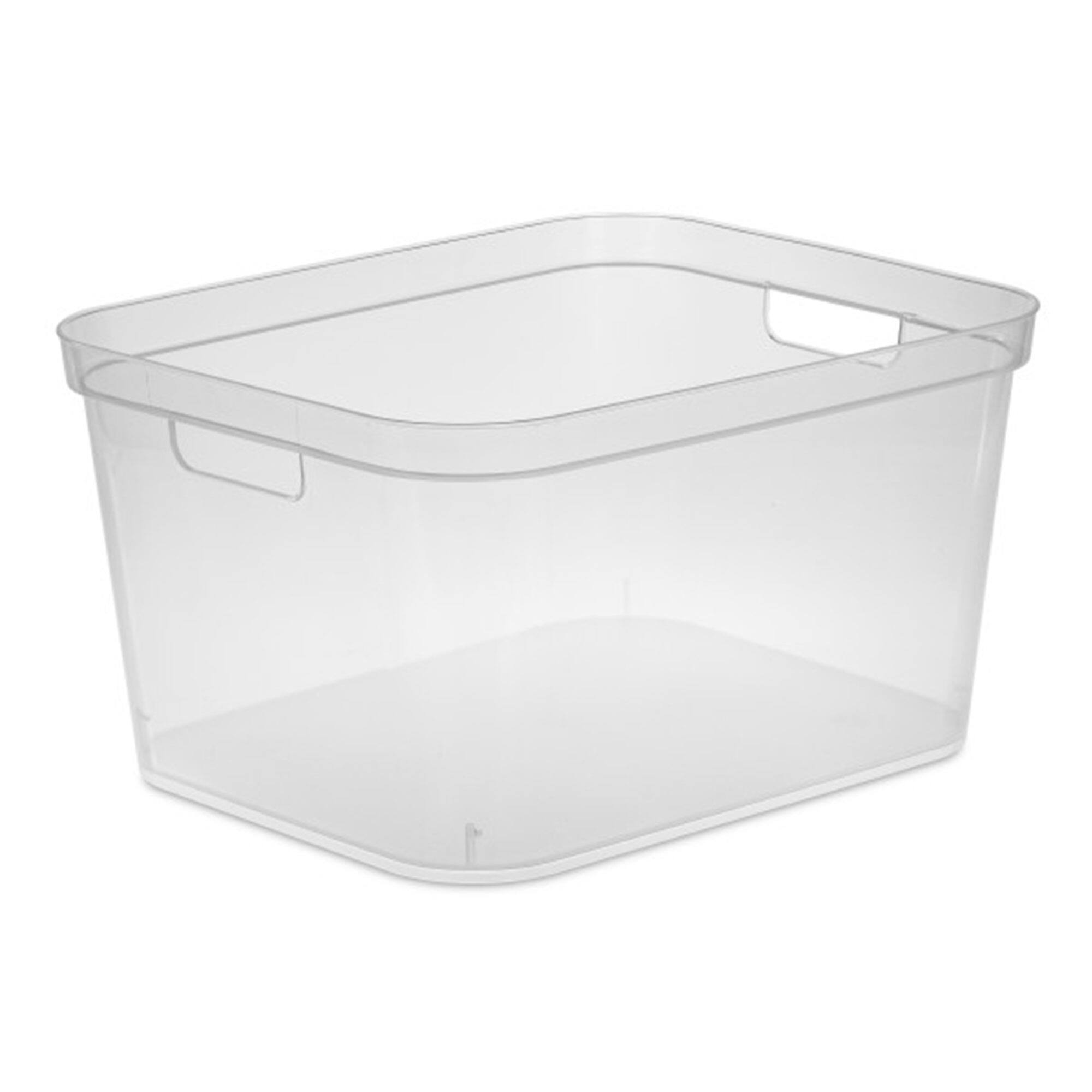 Front. Sterilite - Sterilite 8.25x12.25x15 In Storage Bin w/ Carry Through Handles, Clear (24 Pack) - Clear.