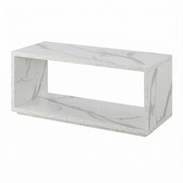 FurniFact - Coffee Table with Shelf Honeycomb Particle Board - White Faux Marble