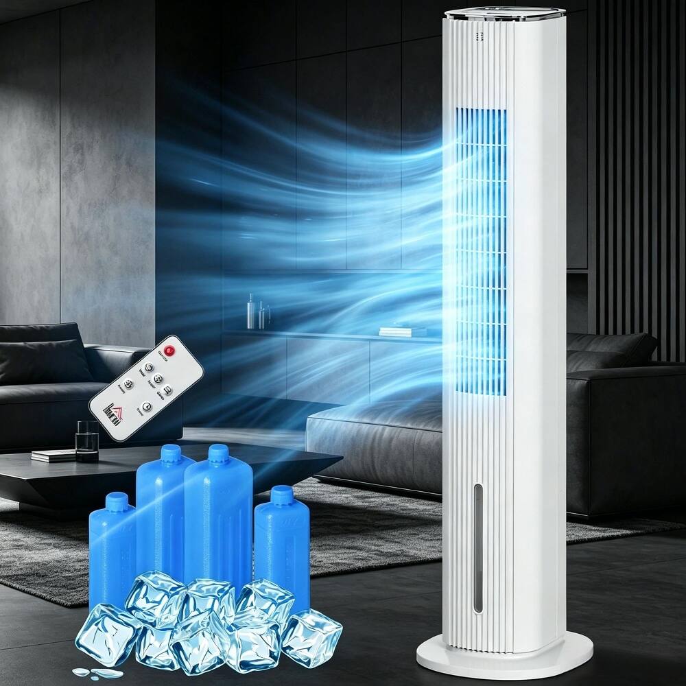 Alt View 1. Loheer - Loheer 42 Inch 3-in-1 Evaporative Air Cooler with Humidifier Top Fill Ice Cooling Fan Remote Control and 12H Timer White.