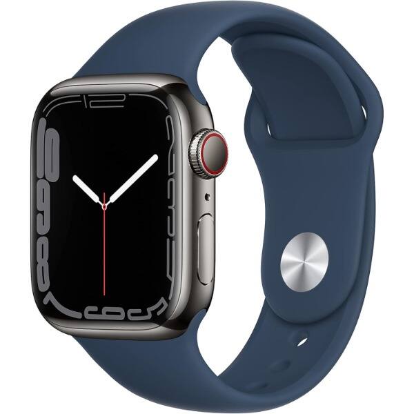 Front. Apple - Watch Series 7 Aluminum 45 mm (GPS + Cellular) - Graphite.