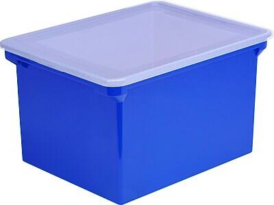 Alt View 2. Storex - Storex Plastic Locking File Tote, Letter/Legal, Blue (STX61554U01C) - Blue.