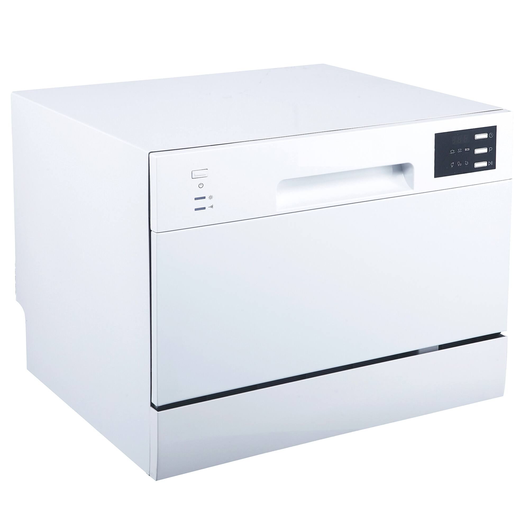 Angle. SPT - 21 in. White Portable Countertop 120-Volt Dishwasher with 6 Cycles with 6 Place Settings Capacity - White.