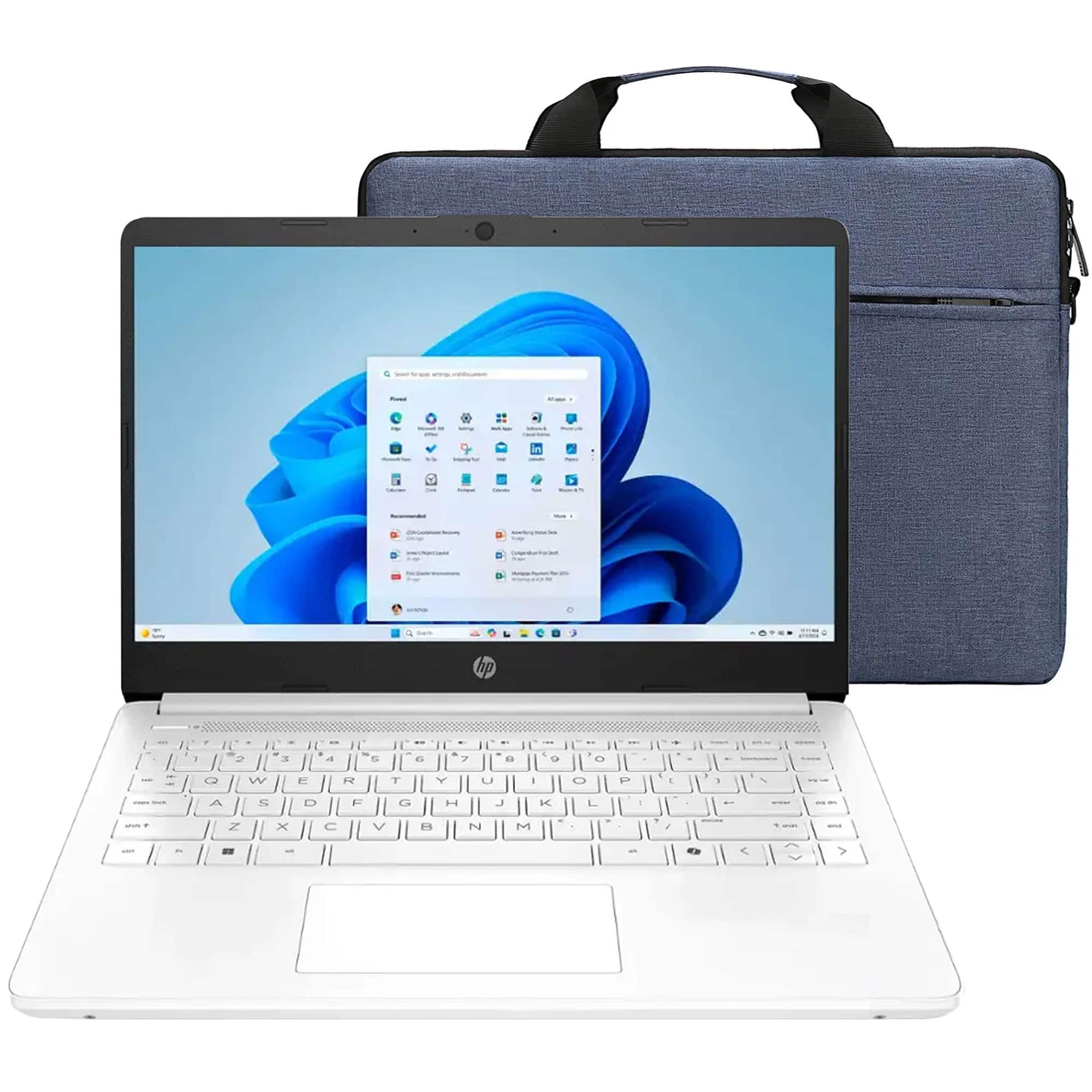 HP - 14" Laptop with Intel Celeron N4500 Processor, 64GB eMMC Storage + Laptop Bag - Snowflake White