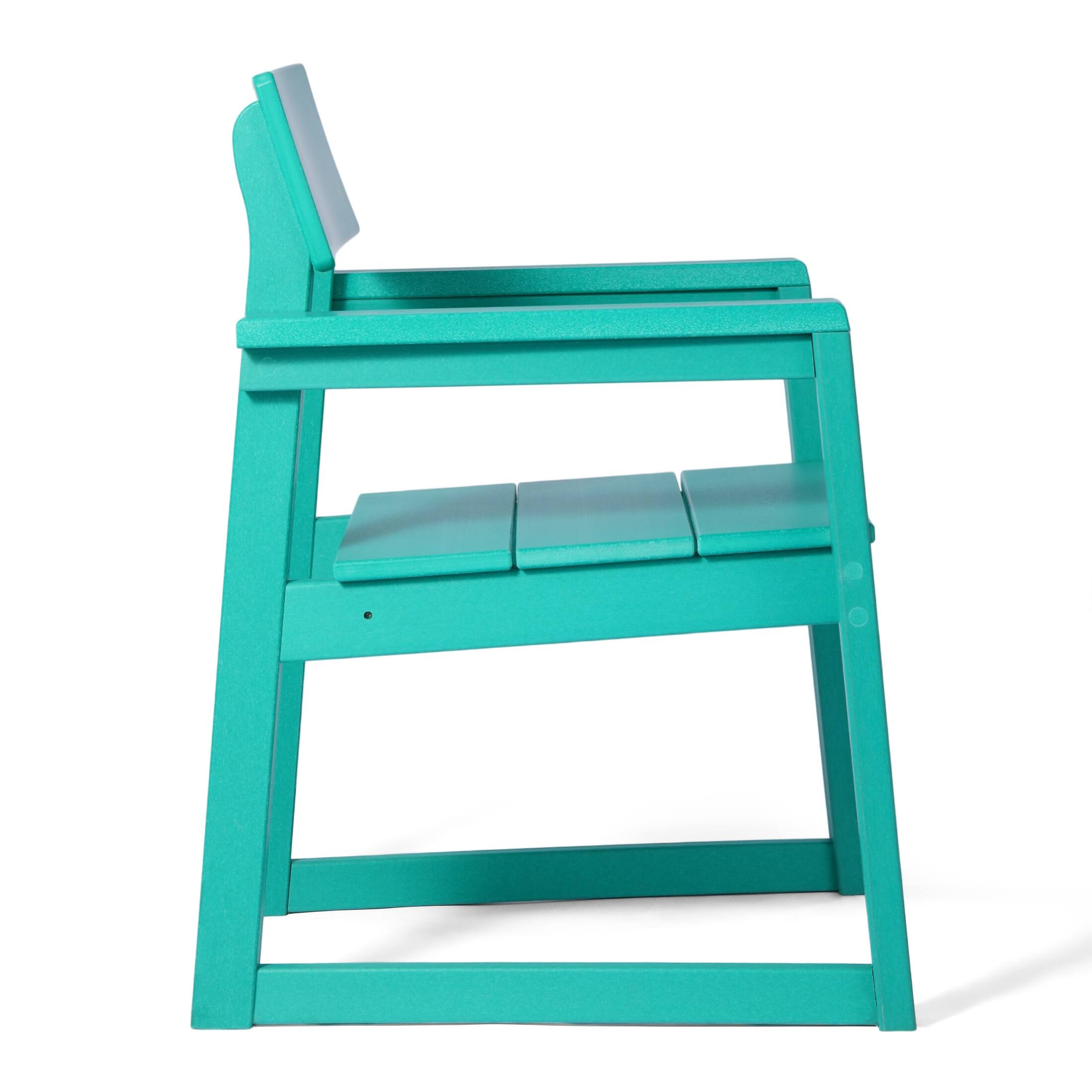 Alt View 2. WestinTrends - WestinTrends Paloma 7-Piece Modern HDPE Outdoor Patio Dining Table Set With Umbrella Hole - Turquoise.