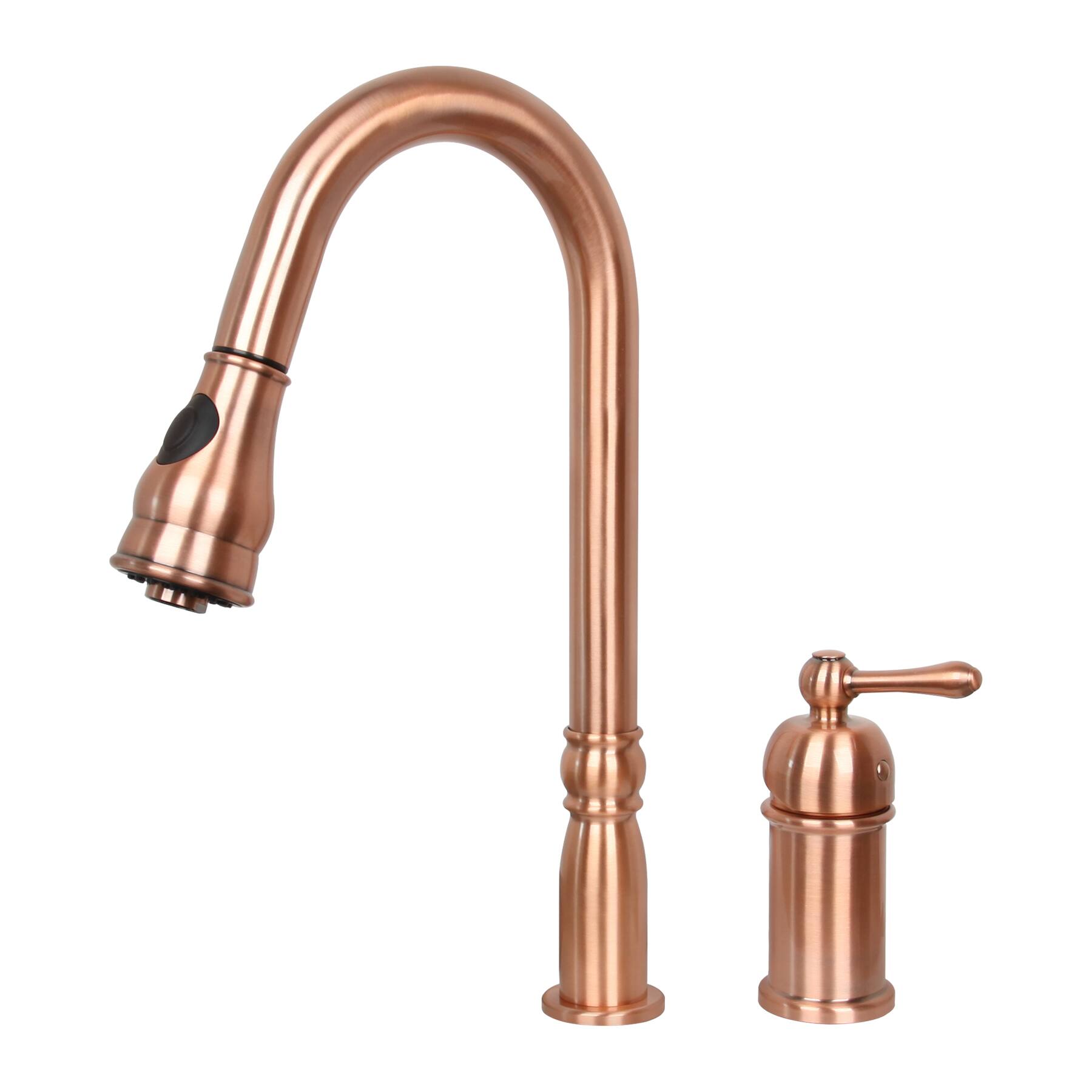 Solid Brass Single in-Deck Handle Kitchen Faucet Pull with Pull Down Sprayer