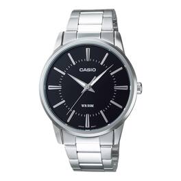 Casio - Women’s Black Dial Stainless Steel Bracelet Watch - Casio LTP‑1303D‑1AVDF - Silver