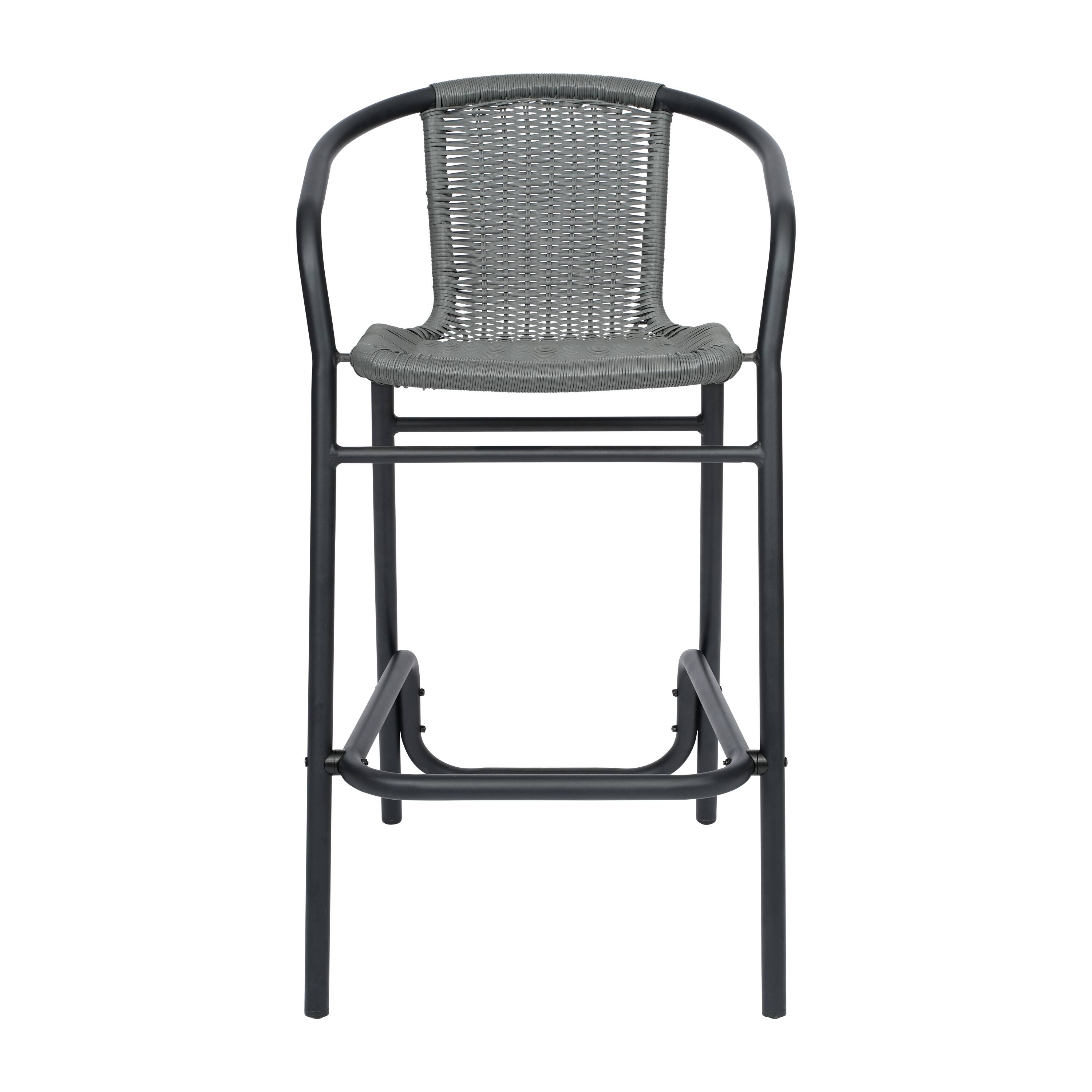 Alt View 8. Emma + Oliver - Rhea Indoor/Outdoor Restaurant Style Rattan Barstool - Gray.