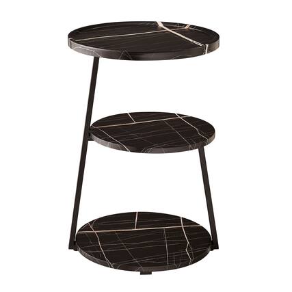 Front. Danya B - Skylar Round 3-Tier Side Accent Table - Black Marble/Black - Black Marble/Black.