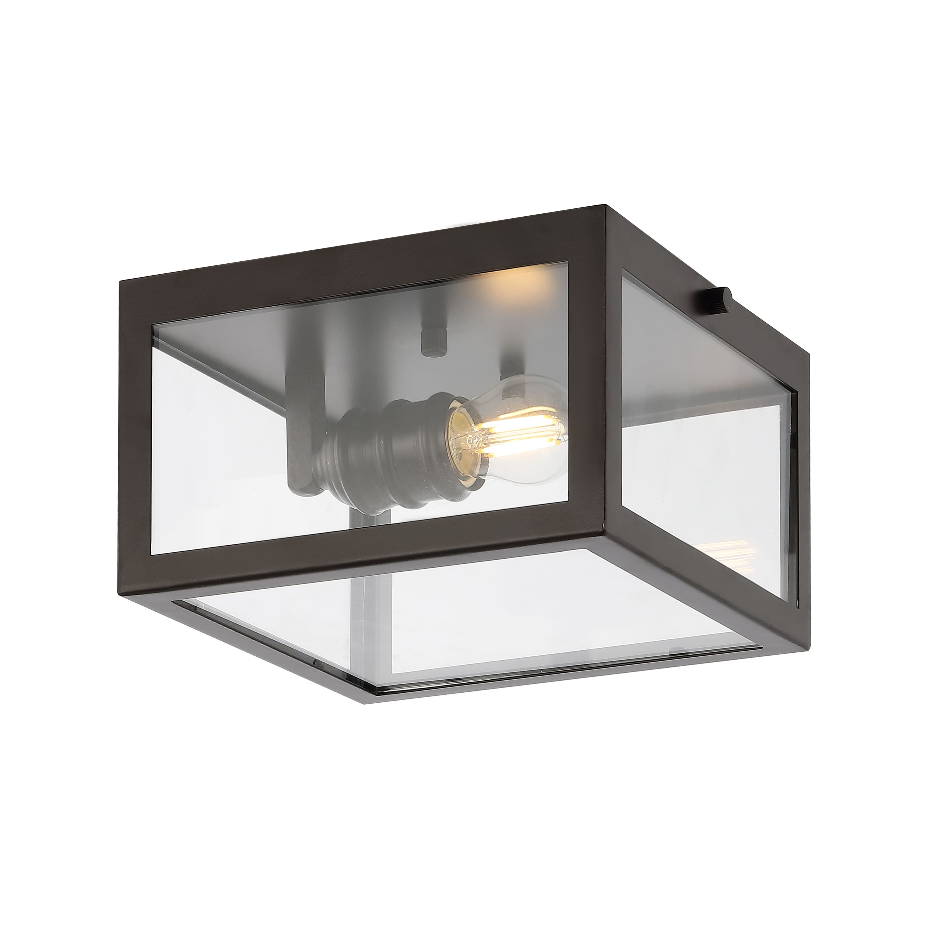 "Jonathan Y - Grayson 8"" 1-Light Farmhouse Industrial Square Iron/Glass Case LED Flush Mount, Oil Rubbed Bronze - Oil-Rubbed Bronze" price history on PriceWatchPro