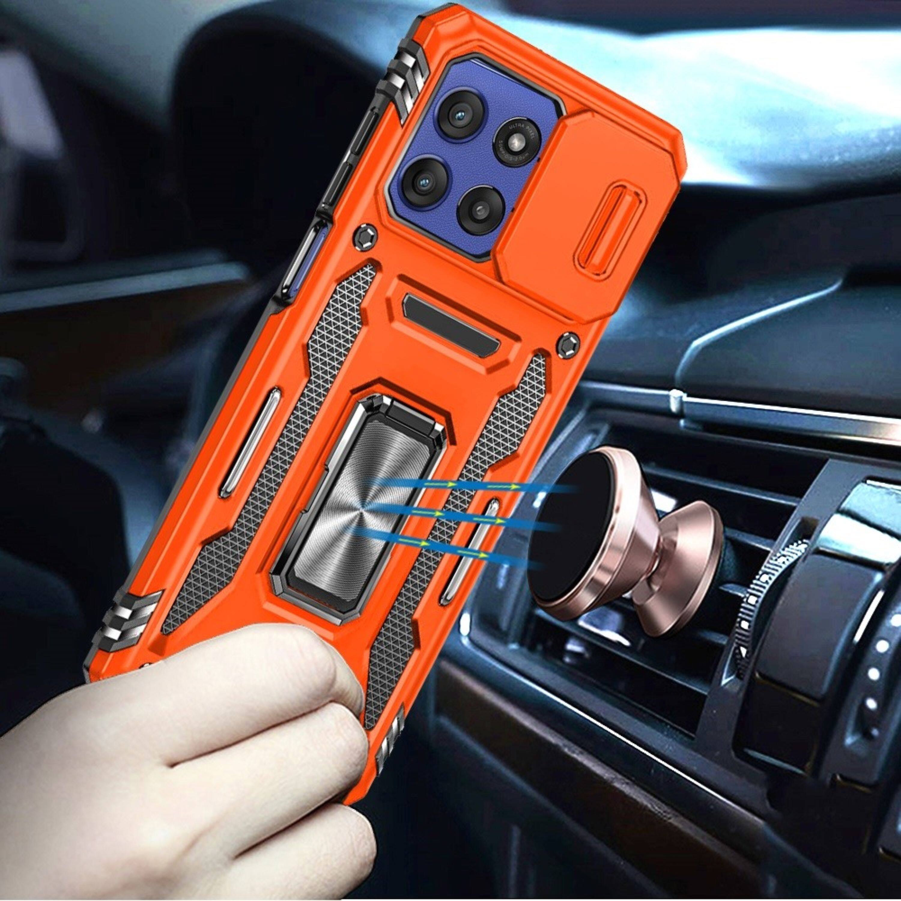 Left. Kitcheniva - Slide Lens Shockproof Ring Stand With Tempered Glass For Motorola G Stylus 2025/2026 Cosmic Orange - Cosmic Orange.