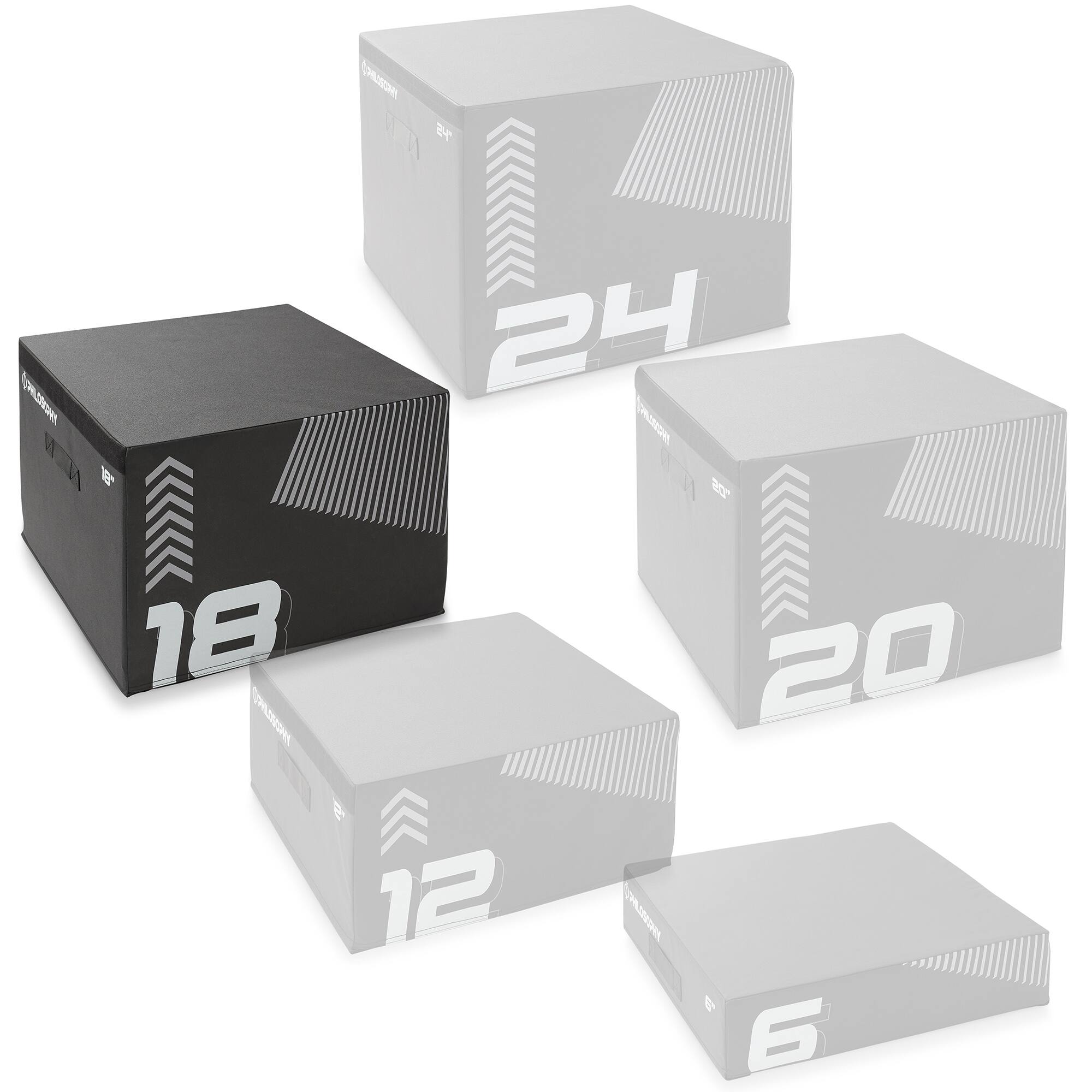 Alt View 5. Philosophy Gym - Plyometric Boxes - Soft Foam Jump Trainer Plyo Boxes - Black.