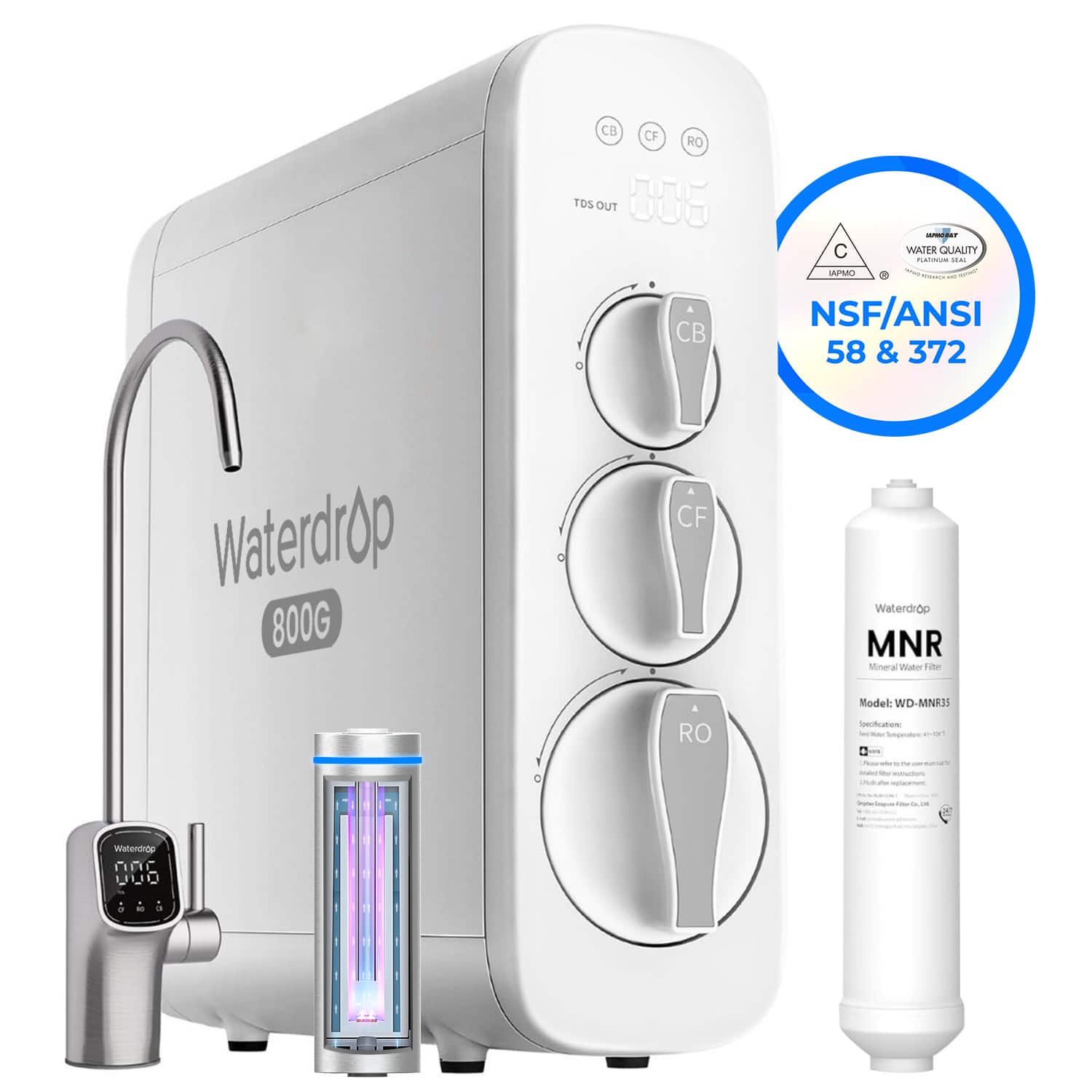 CB CF RO TDS OUT 005 C PEA WATER QUALITY - .... CB MPM NSF/ANSI 58 & 372 Waterdrop 800G CF WaterdiOD MNR Mineral Water Purifier Model: WD-MNR3S.