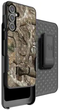 Front. Nakedcellphone - Combo for Samsung Galaxy S23 FE (2023) - Slim Case and Belt Clip Holster - Camo.