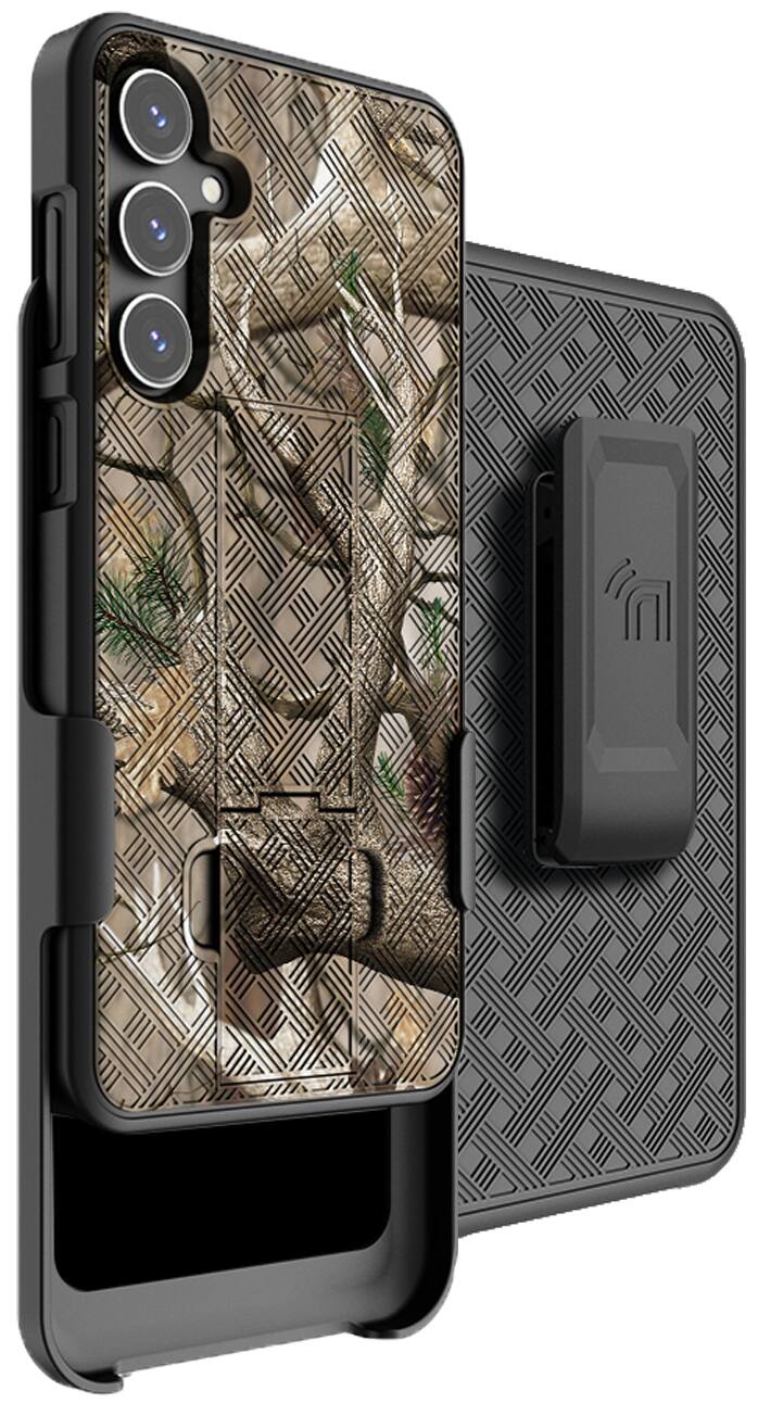 Front. Nakedcellphone - Combo for Samsung Galaxy S23 FE (2023) - Slim Case and Belt Clip Holster - Camo.