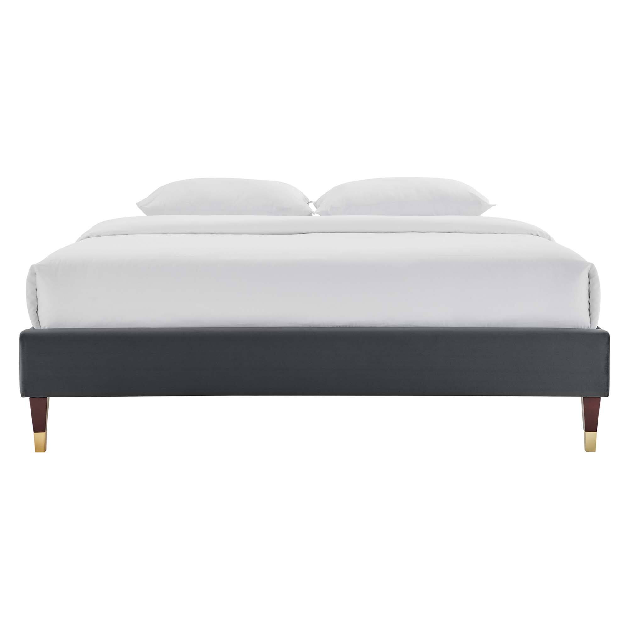 Alt View 1. Modway - Reign Performance Velvet King Platform Bed Frame - Gray.