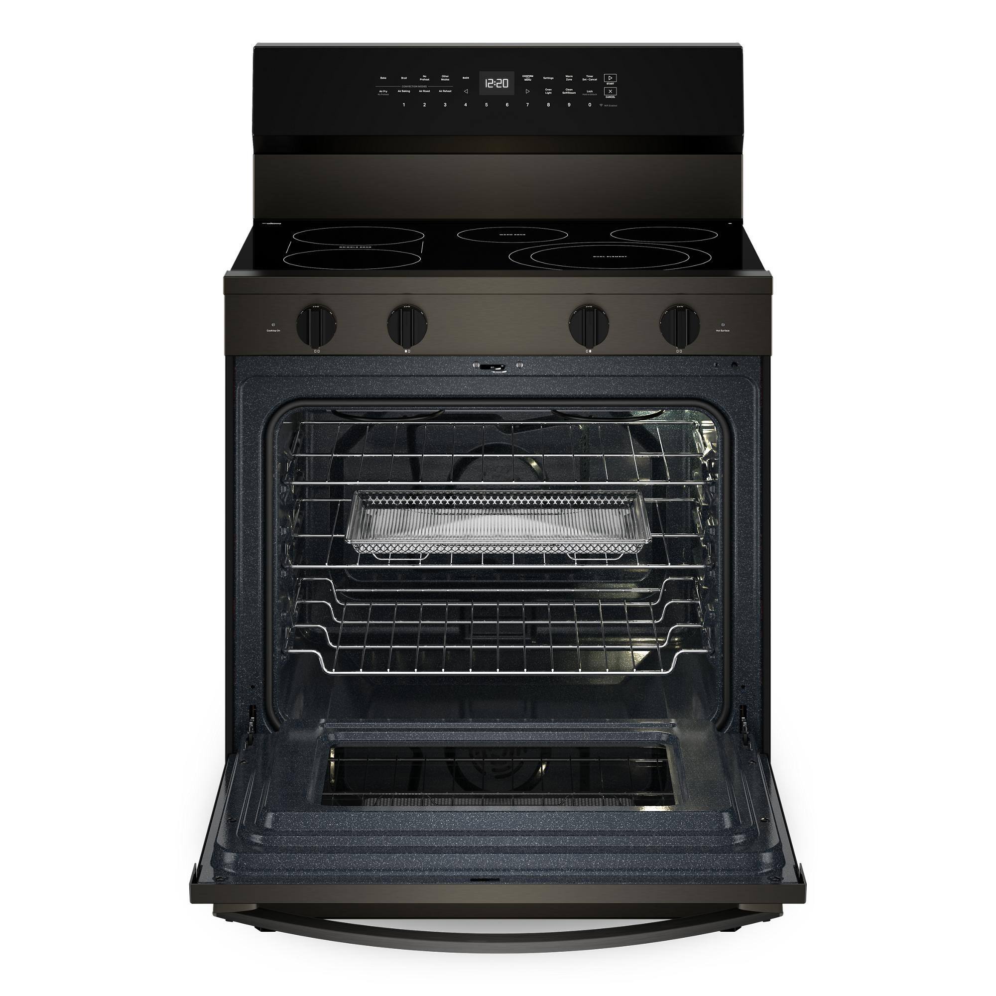 Alt View 1. Whirlpool - 5.3 Cu. Ft. Freestanding Electric Range with Air Cooking Technology - Black-on-Stainless.