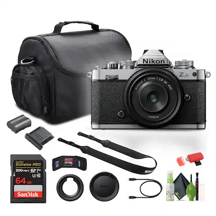 Nikon 28mm 1:2.8 Z NIKKOR Z 28mm 1:2.8 SE
Nikon Z fc
SanDisk Extreme PRO 64 GB 200 MB/s
Nikon Battery
Nikon Charger
Nikon Strap
Nikon Lens Cap
Nikon Lens Hood
Nikon USB Cable
Nikon Cleaning Kit
Nikon SD Card
Nikon Cleaning Spray
Nikon Cleaning Brush
