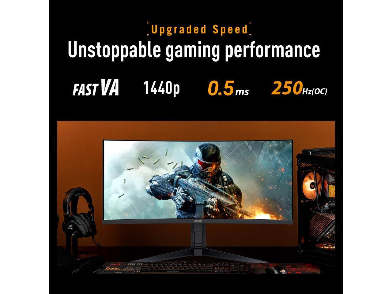 Upgraded Speed Unstoppable gaming performance FAST VA 1440p 0.5 ms 250Hz(OC)