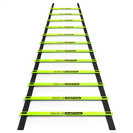 HolaHatha - 20 Ft 12 Rung Adjustable Sports Agility Fitness Training Ladder - Yellow