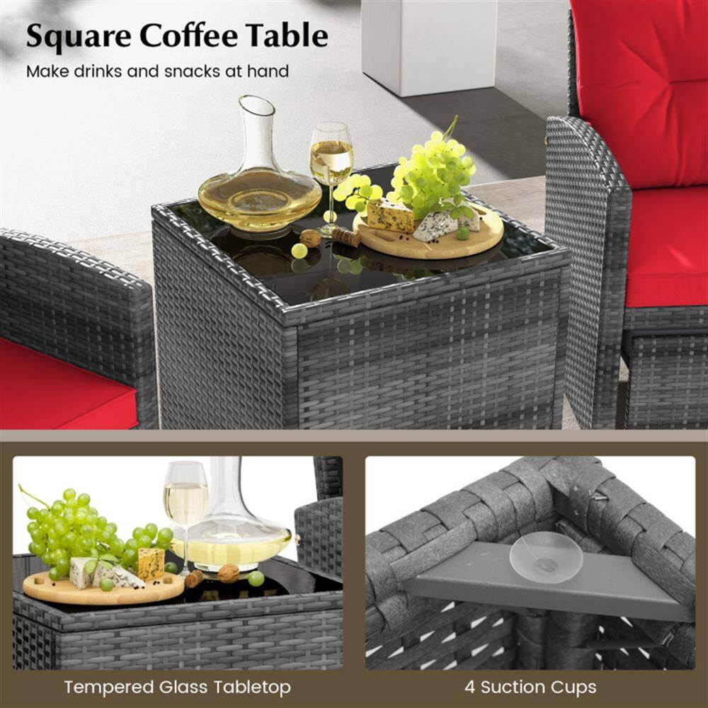Square Coffee Table  
Make drinks and snacks at hand  

Tempered Glass Tabletop  

4 Suction Cups