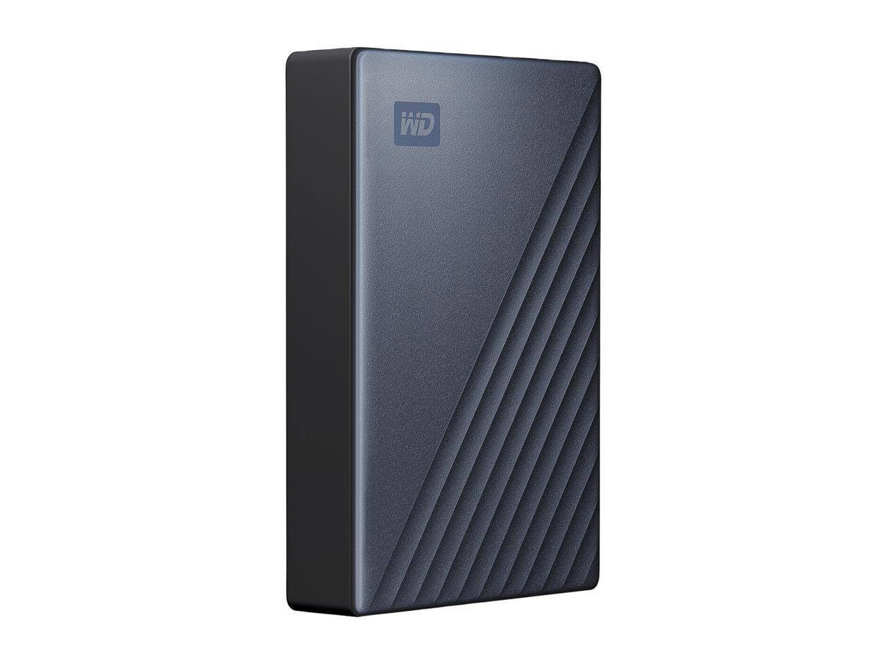 Left. Western Digital - WD 5TB Blue My Passport Ultra Portable Storage External Hard Drive USB-C for PC/Windows (WDBFTM0050BBL-WESN) - Blue.
