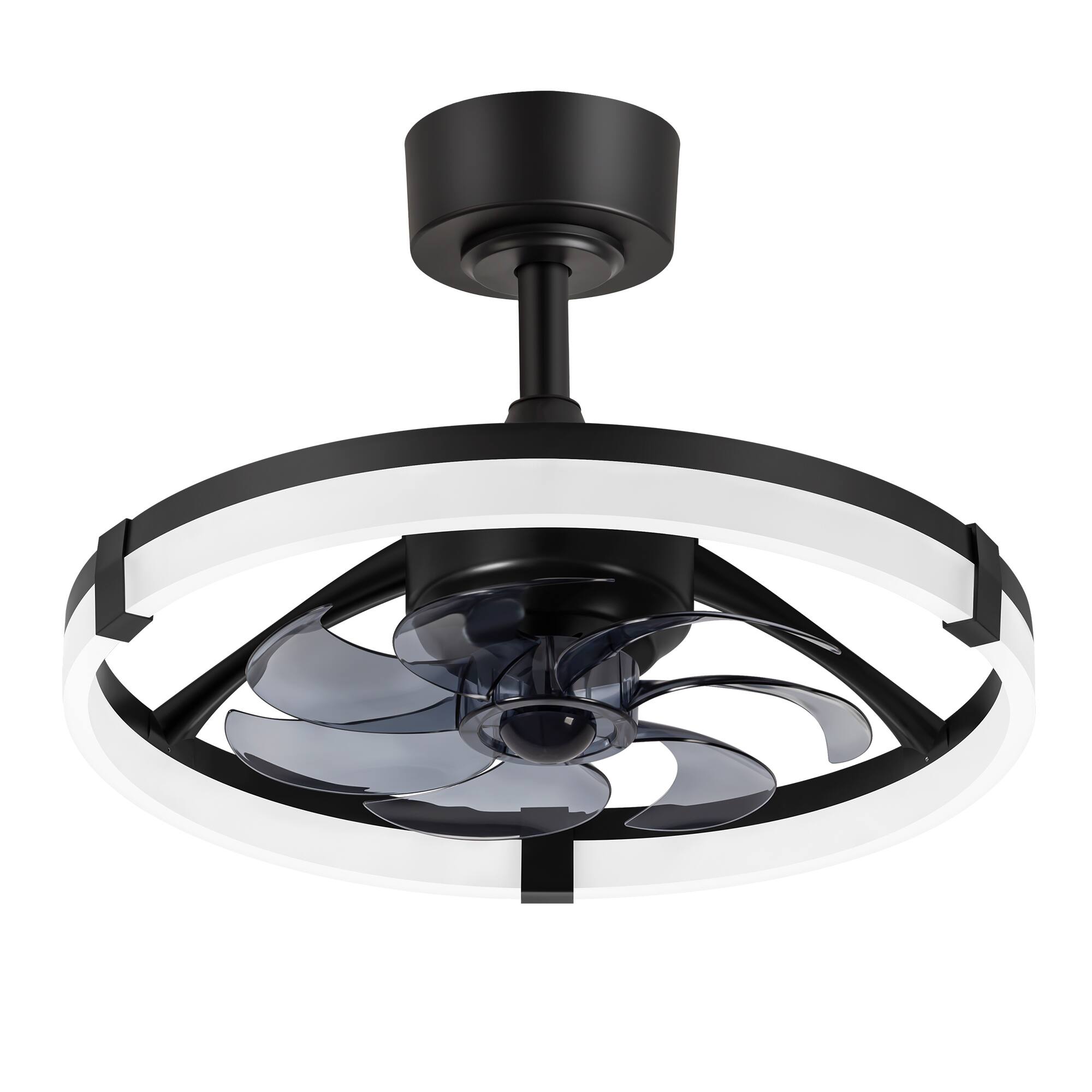 Alt View 7. Breezary - 20-Inch Detachable Enclosed Ceiling Fan with LED Light, Remote, 7 Blades & Reversible DC Motor – Stylish & Functional - Black and Blue-Gray.