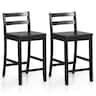 Costway - 24-Inch Wooden Bar Stools Set of 2 with Ergonomic Backrest Counter Height Stools - Black