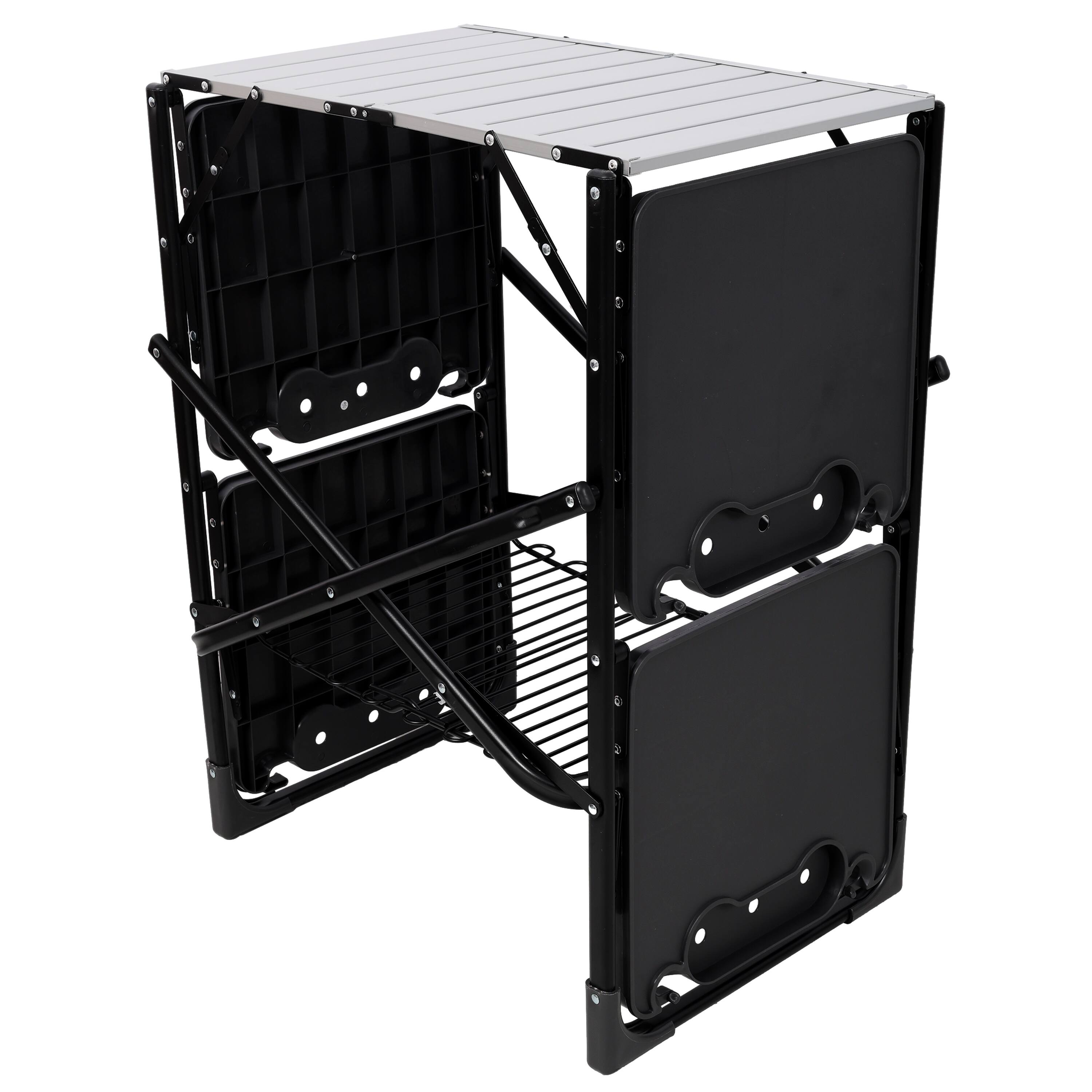 Back. Loheer - Loheer Camping Kitchen Table Outdoor Cooking Station with Storage - Black.