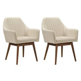 Costway - Dining Chairs Set of 2 Upholstered Accent Chairs with Comfy Padded Backrest - Beige