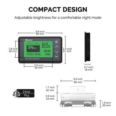 Renogy 500A Battery Monitor With Shunt Black RBM500-G3-US