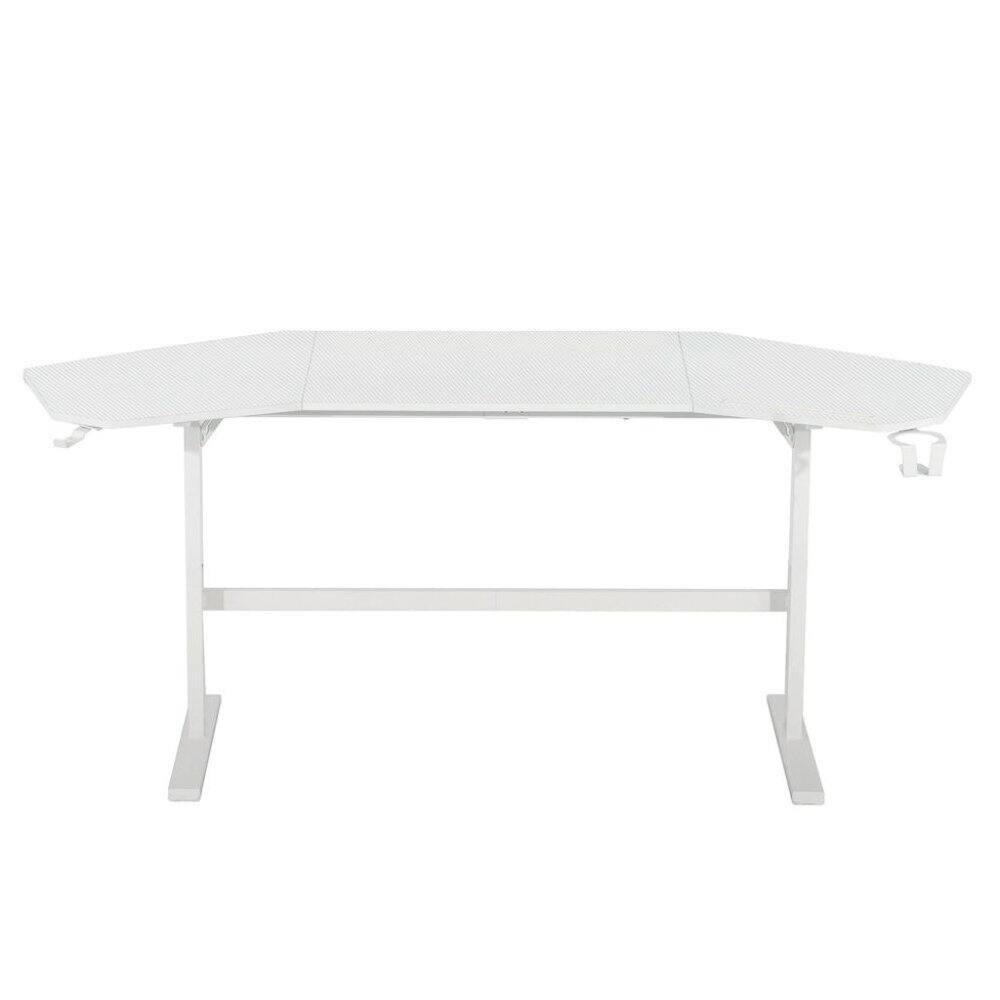 Alt View 3. FurniFact - White Gaming Desk with Wheels, Adjustable PC Desk Table for Gamers - White.