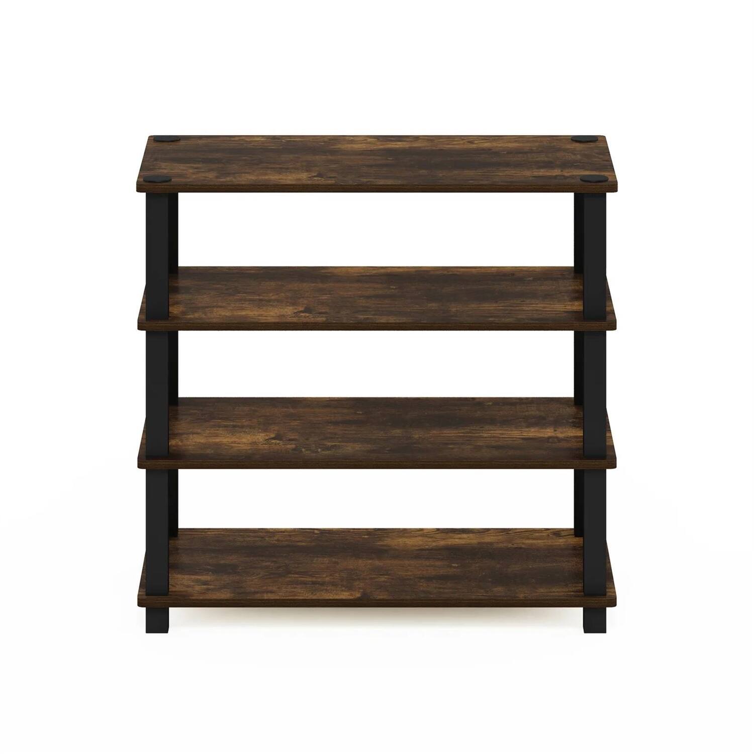 Back. Hivvago - Stackable 4-Shelf Black Brown Wood Shoe Rack - Holds up to 12 Pair of Shoes - Black, Brown.