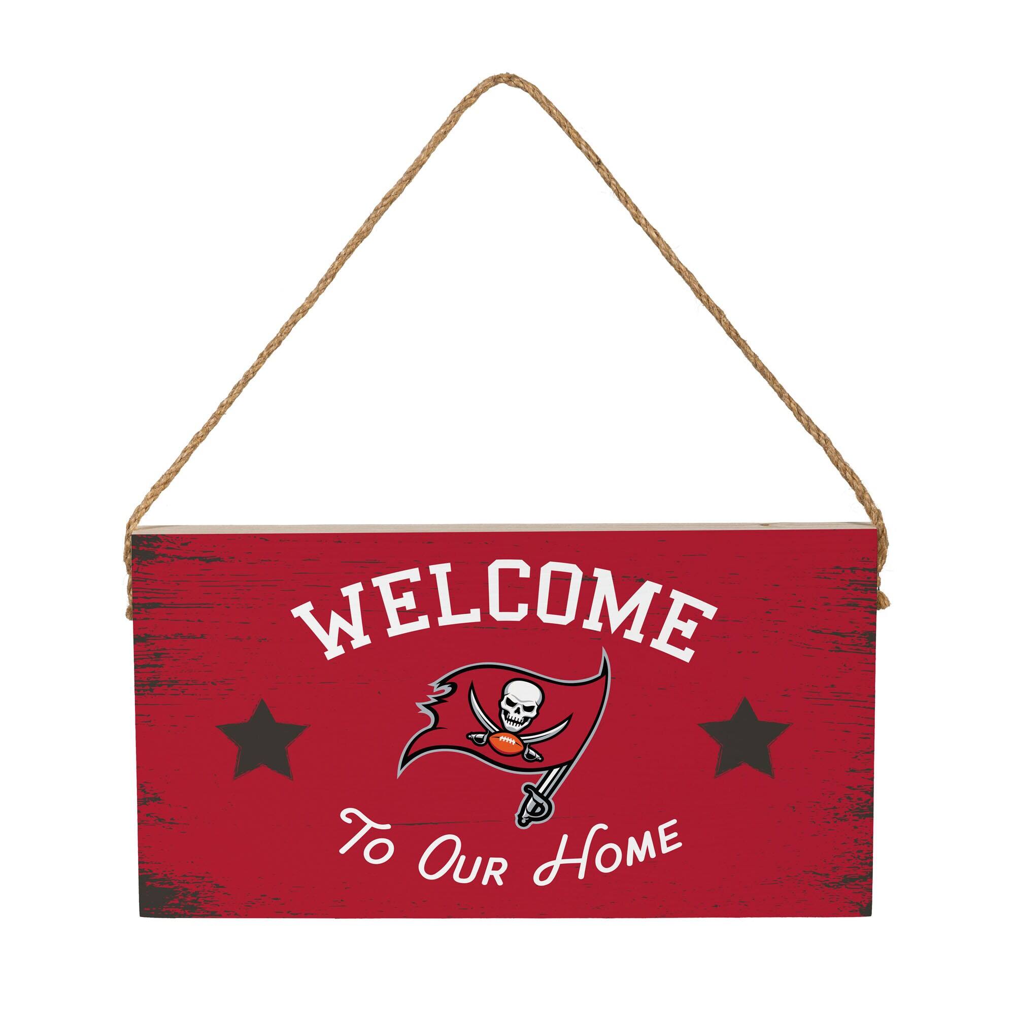 Tampa Bay Buccaneers 6" x 11" Welcome Home Wood Wall Sign with Rope Hanger