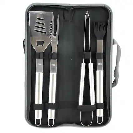Front. Gibson - Gibson Home Grill Basics 5 Piece Grill Basics BBQ Set - Silver.