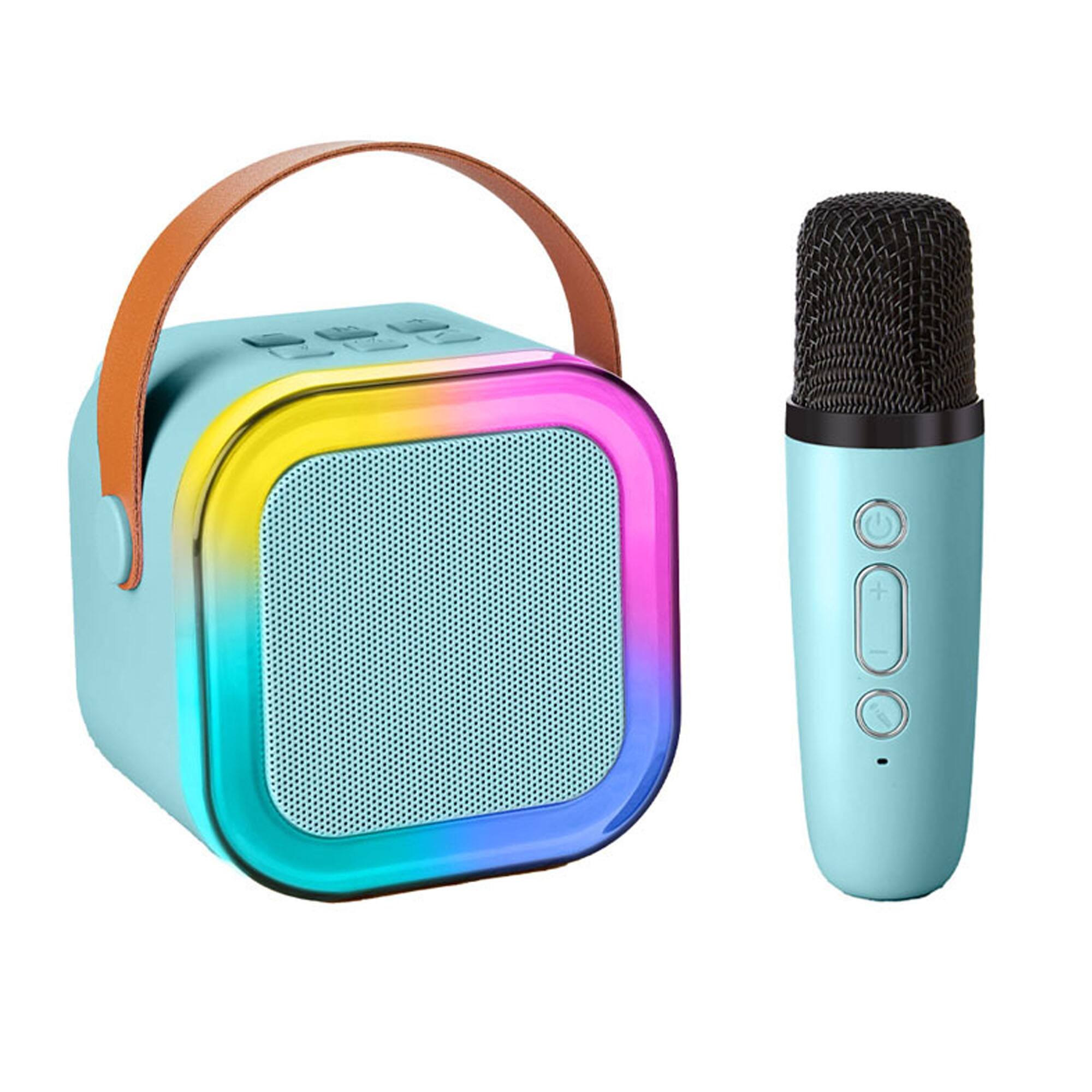 Front. YONWAY - Portable Bluetooth Speaker, Mini Karaoke Machine Speaker with 1 Wireless Microphone for Home Family Singing.