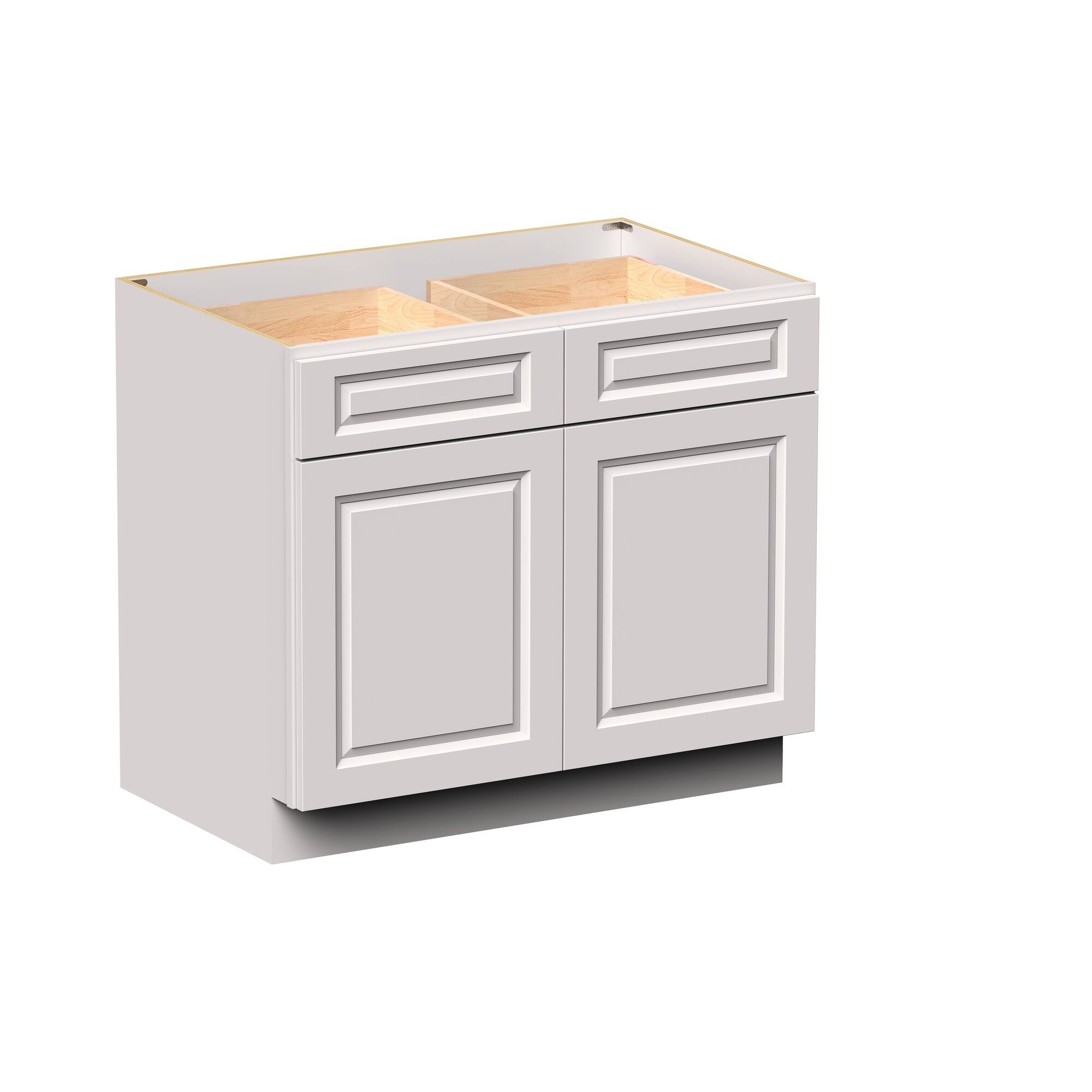 Angle. Boyel Living - 39-in W x 34.5-in H x 24-in D Shaker RTA Kitchen Base Cabinet with Soft-Close - Glacier White.