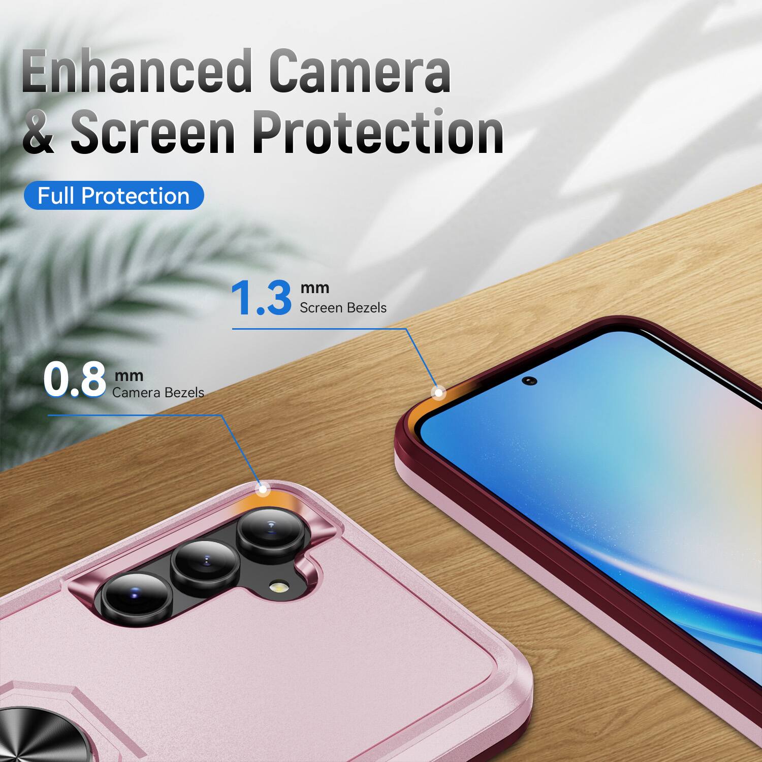 Enhanced Camera & Screen Protection  
Full Protection  
1.3 mm Screen Bezels  
0.8 mm Camera Bezels
