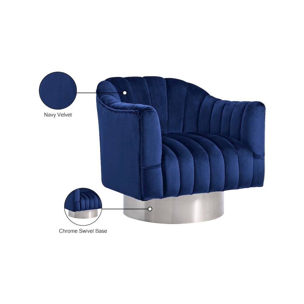 Navy Velvet  
Chrome Swivel Base