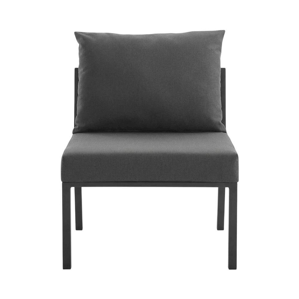 Back. Outdoor Escape - Aluminum Outdoor Lounge Chair With Cushioned Backrest And Seat - Gray.
