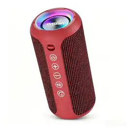 Ortizan - Portable Bluetooth 5.3 Speaker, 24W Hi-Fi Stereo Sound, Dual Pairing, RGB Lighting, IPX7 Waterproof,30H Playtime - Red