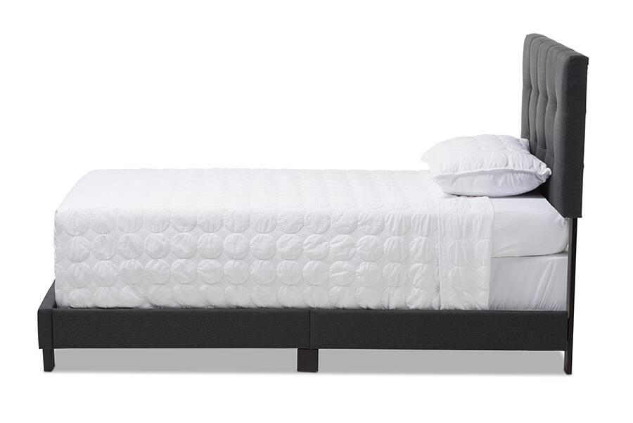 Angle. Baxton Studio - Brookfield Modern and Contemporary Fabric Bed - Dark Gray.
