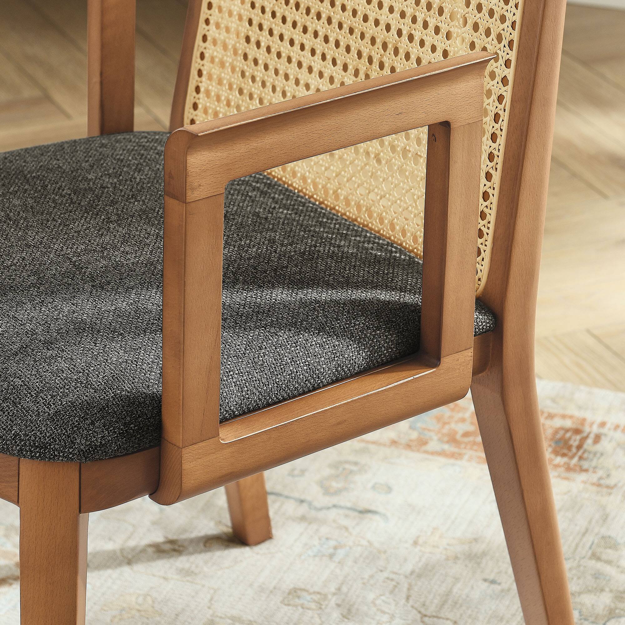 Alt View 1. Modway - Monarch Wood and Rattan Dining Armchair by Modway - Honey Natural Gray.