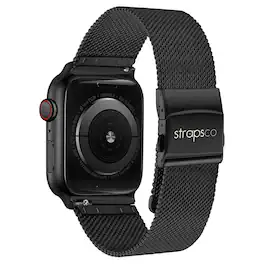 StrapsCo - Pro Mesh Strap Stainless Steel Watch Band For Apple Watch - 40mm/41mm/42mm (Medium-Long) - Black